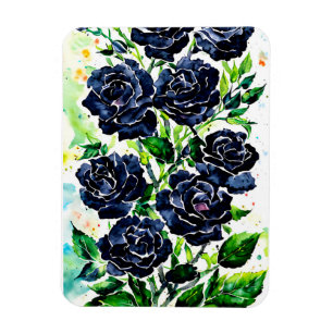 Íman Rosas Pretos Flores Gótico Pintura Por Aquarela