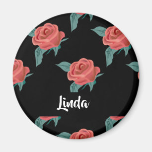 Íman Rosas rosa a preto