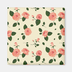 Íman Rosas Rosa Bonito Padrão Rosa Pastel