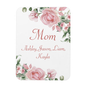 Íman Rosas Rosa Personalizadas Floral 4 a 8 Nomes de Cr