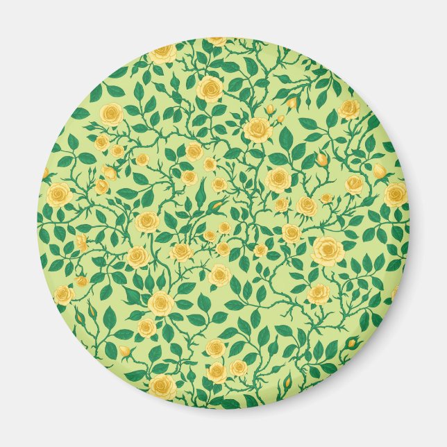 Íman Rosas selvagens em amarelo e verde (Frente)