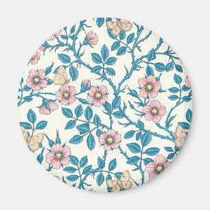 Íman Rosas silvestres e borboletas /rosa/azul/branco es