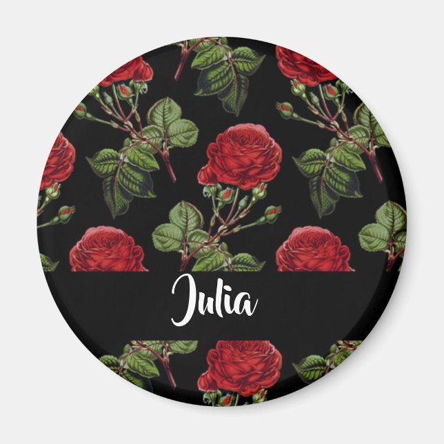 Íman Rosas vermelhas de nome personalizado (Frente)