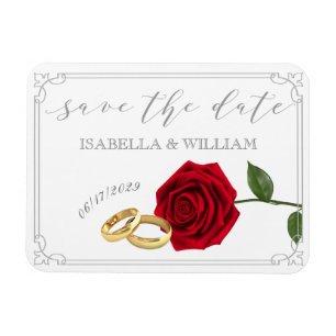Íman Rosas vermelhas elegantes e anéis que Wedding