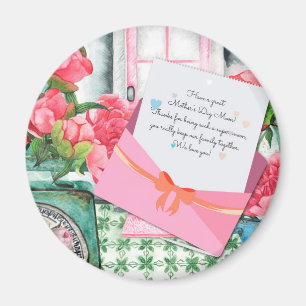 Íman Rosas Vermelhas Envelope de Carta Floral Dia das M