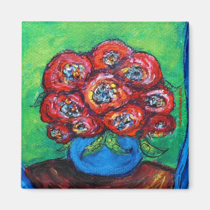 Íman Rosas vermelhas no vaso azul