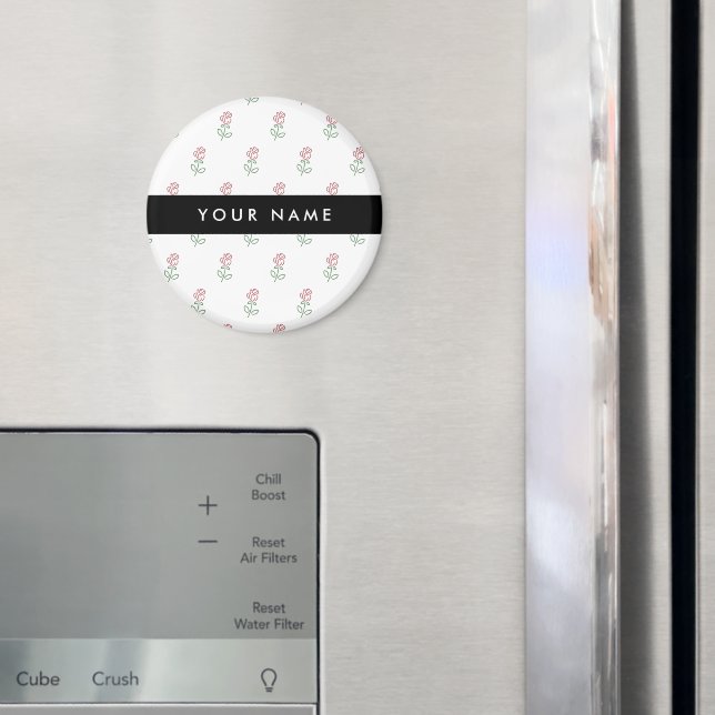 Íman Rosas vermelhas, Padrão De Rosas, Seu Nome (In Situ (Fridge))