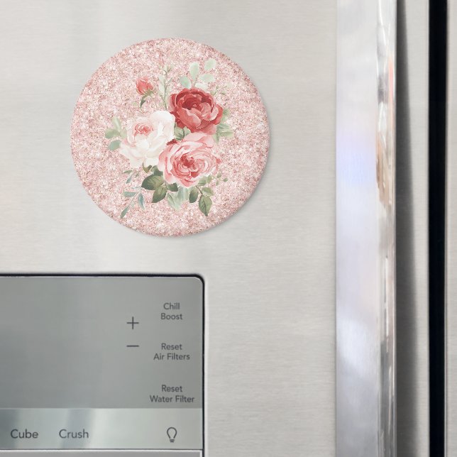 Íman Rosas Vermelhas Rosadas Brilho Floral (In Situ (Fridge))