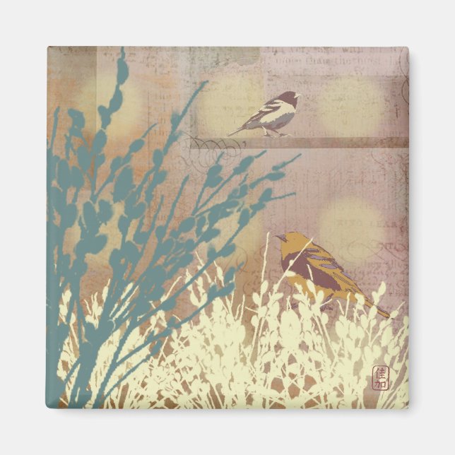 Íman Rosegold Pussy Willow Design Magnet (Frente)