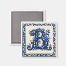 Rosemaling Monograma-Azul da Prússia