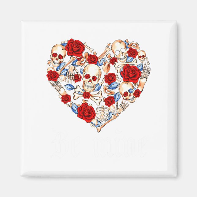 Íman Roses And Skulls Heart Gothic Style Valentine Be M (Frente)