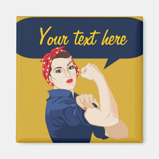 Íman Rosie Riveter Personalizável (Frente)