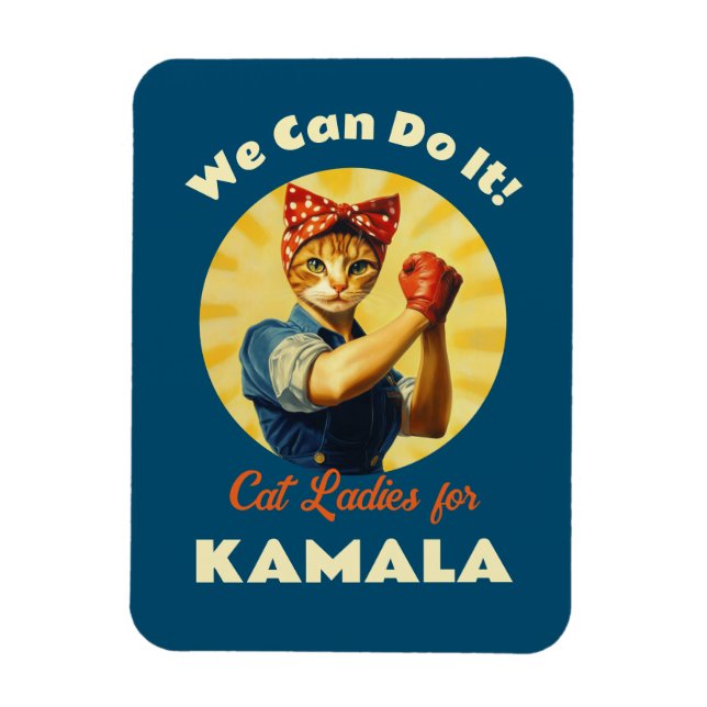 Íman Rosie The Riveter Cat Ladras Para Kamala Harris (Vertical)