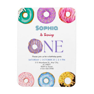 Íman Rosquinha Colorida Um Convite de aniversário