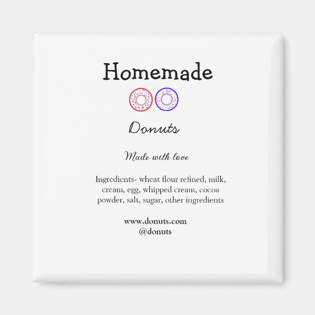 Íman Rosquinhas caseiras feitas com amor adicionar text (Frente)