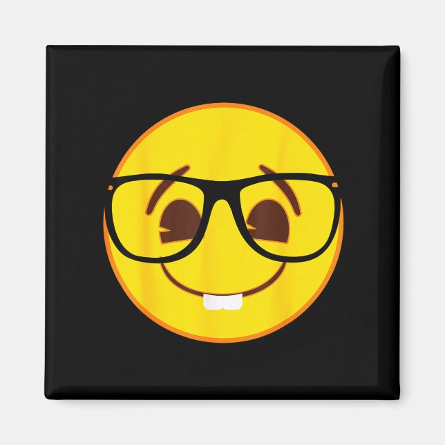 Íman Rosto Amarelo Sorridente Oficial de Emoji Nerd Gle (Frente)