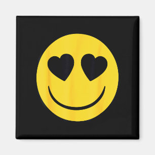 Íman Rosto Amarelo Sorriso Olhos Coração Retro Emoji Of
