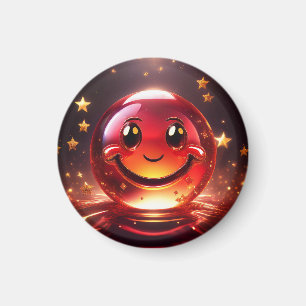 Íman Rosto Bubbly Vermelho Transparente Com Estrelas