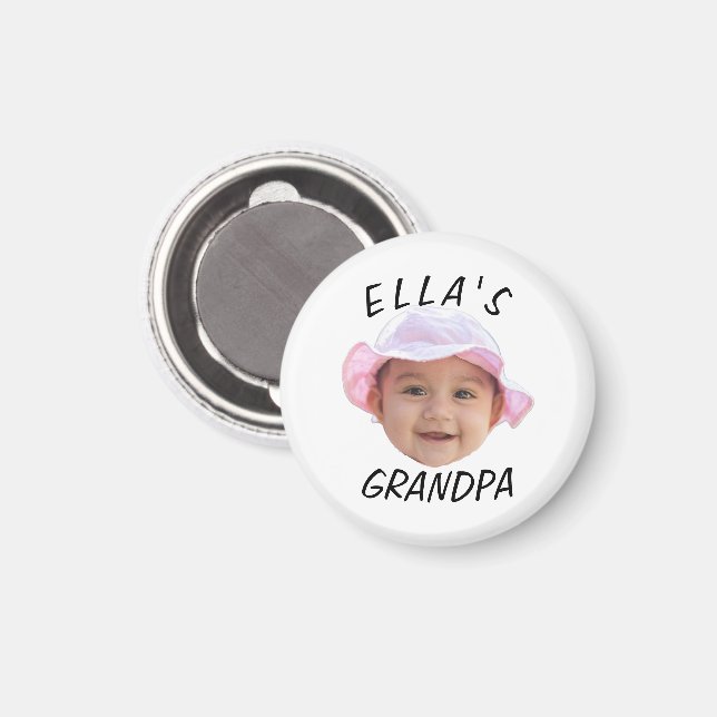 Íman Rosto de Bebê Personalizado Foto Texto Vô (Front/Back)