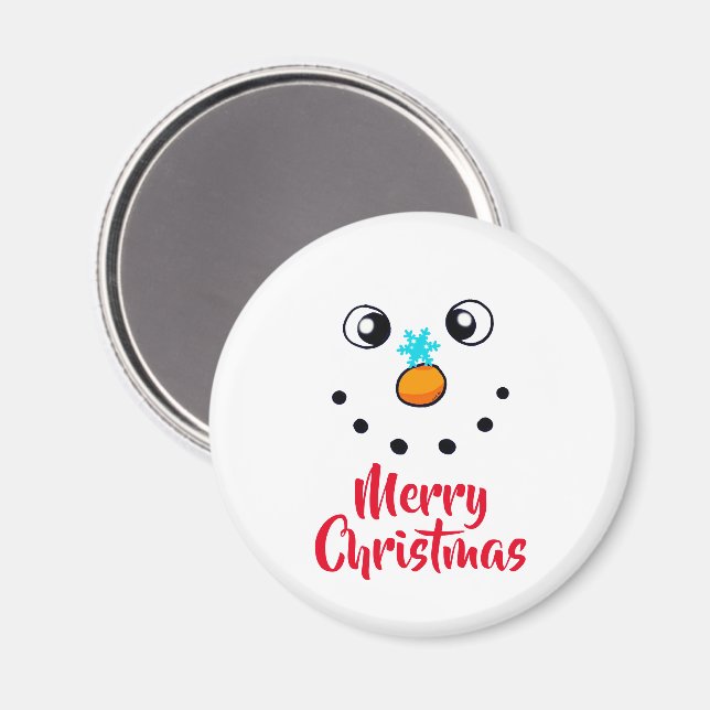 Íman Rosto de Boneco de Neve Festivo Feliz Natal (Front/Back)