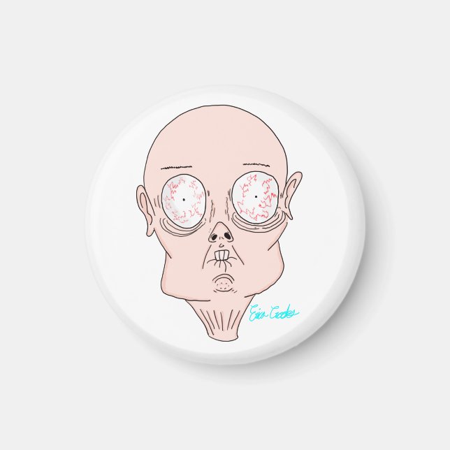 Íman Rosto de desenho animado assustado e engraçado (Frente)