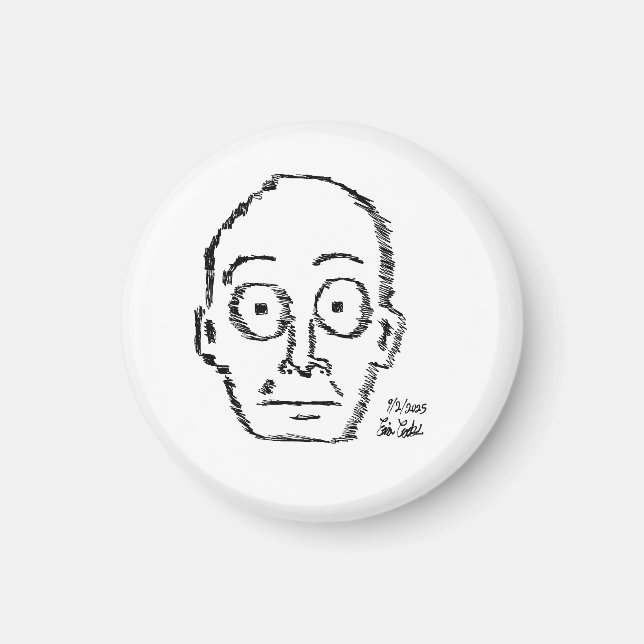 Íman rosto de desenho animado desenhado de forma esquem (Frente)