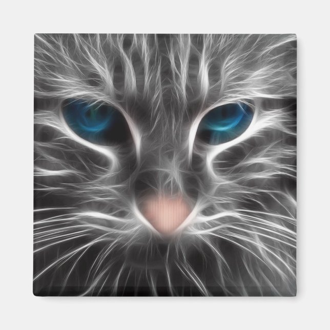 Íman Rosto de Gato Azul Incrível (Frente)