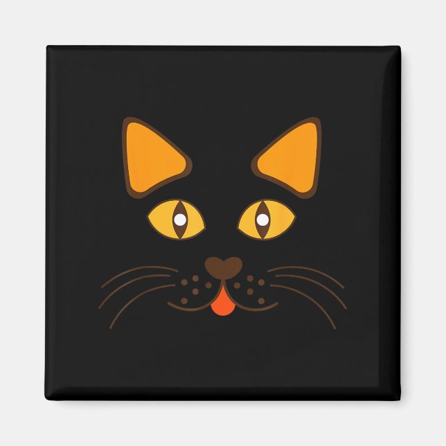 Íman Rosto de Gato Cabeça Engraçado Fofo Festa de Hallo (Frente)