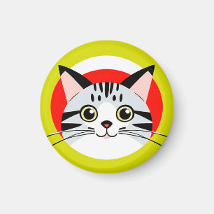 Íman Rosto de Gato de Desenho Animado Fofo com Design G
