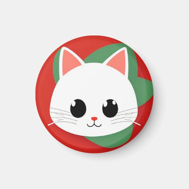 Íman Rosto de Gato de Desenho Animado Fofo com Design G (Frente)