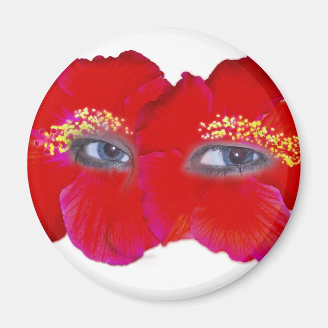 Íman Rosto de Hibiscus - Vermelho (Frente)