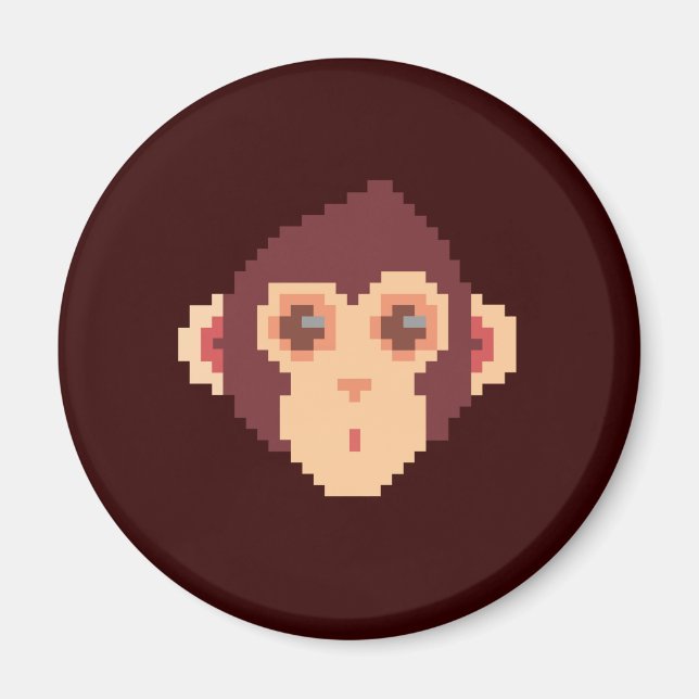 Íman Rosto de macaco pixelado fofo (Frente)