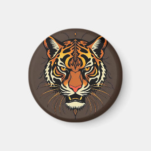Íman Rosto de Tigre com Padrões Tribais