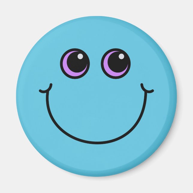 Íman Rosto Emoji Azul Sorridente (Frente)