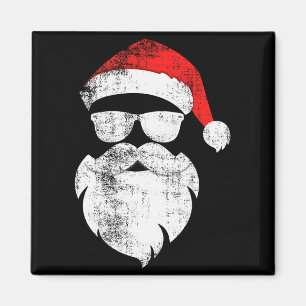 Íman Rosto engraçado de Papai Noel hipster com chapéu b