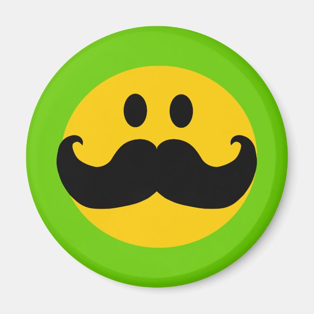Íman Rosto Feliz Amarelo de bigode (Frente)