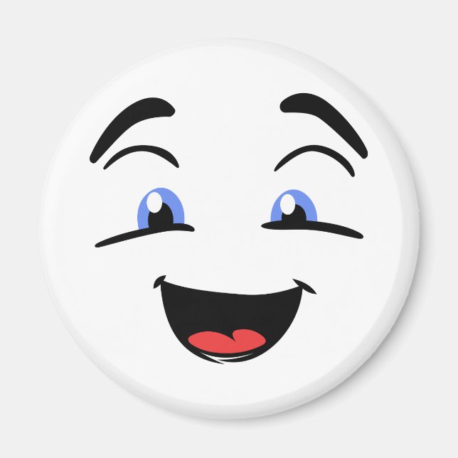 Íman Rosto Feliz Bonito Com Olhos Azuis (Frente)