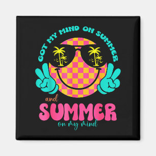 Íman Rosto Feliz Groovy Vibrações de Verão Minha Mente