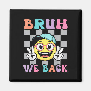 Íman Rosto Sorridente Xadrez Voltar às Aulas Retro Bruh
