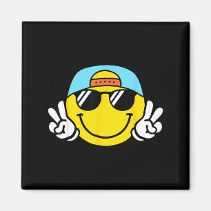 Íman Rosto Sorriso Amarelo Fofo Xadrez Paz Sorridente F