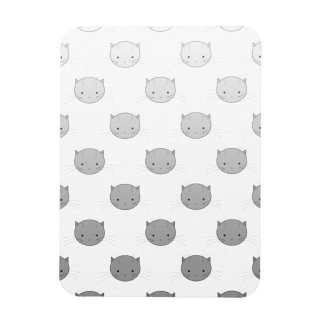 Íman Rostos de Gatinhos Fofos em Preto Branco Cinza (Vertical)