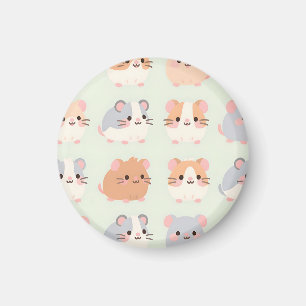 Íman Rostos de Hamster Fofos Padrão Kawaii Pastel