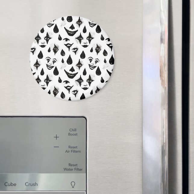 Íman Rostos de Palhaço de Circo Preto e Branco Diversão (In Situ (Fridge))