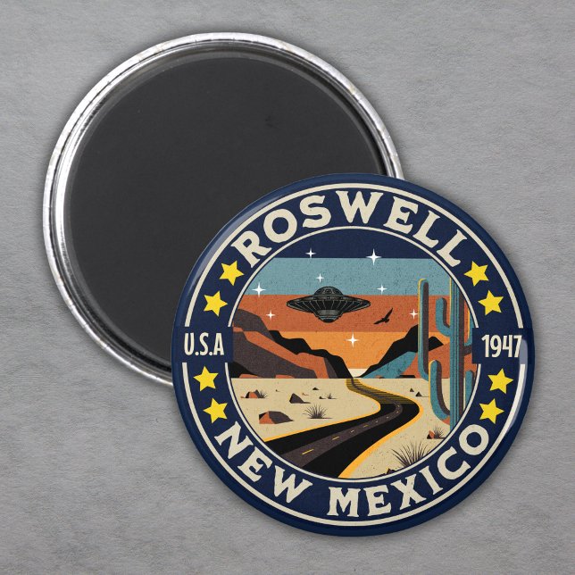 Íman Roswell New Mexico Nostalgic UFO Backdrop (Criador carregado)