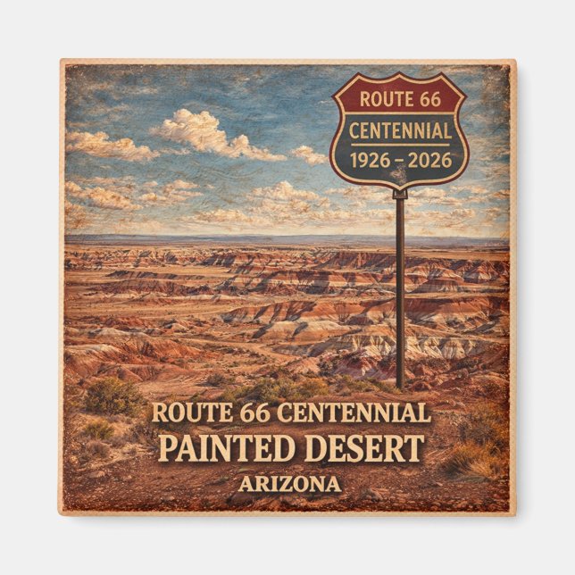 Íman Rota 66 Centenário Ícone Deserto Pintado (Frente)