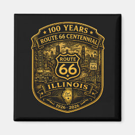 Íman Rota 66 Dourada Illinois Centenário 100 Anos