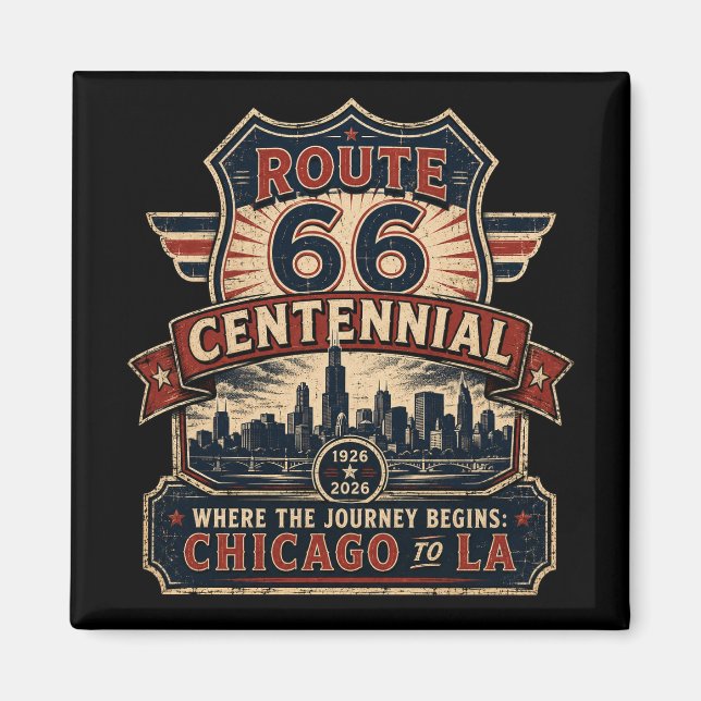 Íman Rota 66 Souvenir do Centenário de Chicago (Frente)