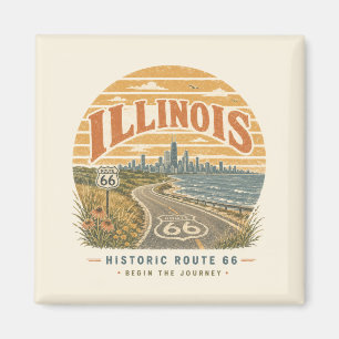 Íman Rota Histórica 66 de Illinois Viagem a Chicago