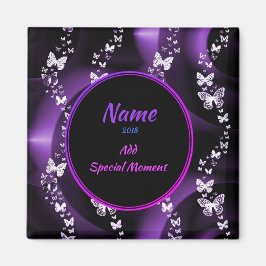 Íman Roteiro de Borboleta Roxo, Adicionar Nome e Data