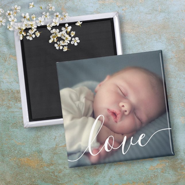 Íman Roteiro de Foto de Bebê Simples Moderno (Modern Simple Baby Photo Script Magnet)